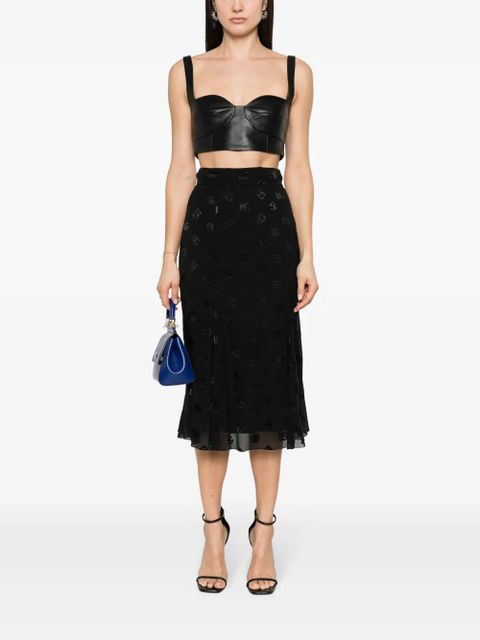 Dolce & Gabbana devoré godet midi skirt - Black