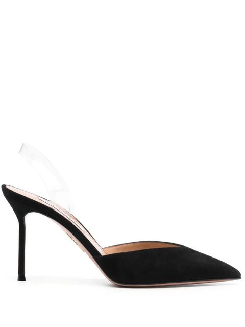 Aquazzura V Plexi 95mm suede pumps - Black - zdjęcie produktu nr 1