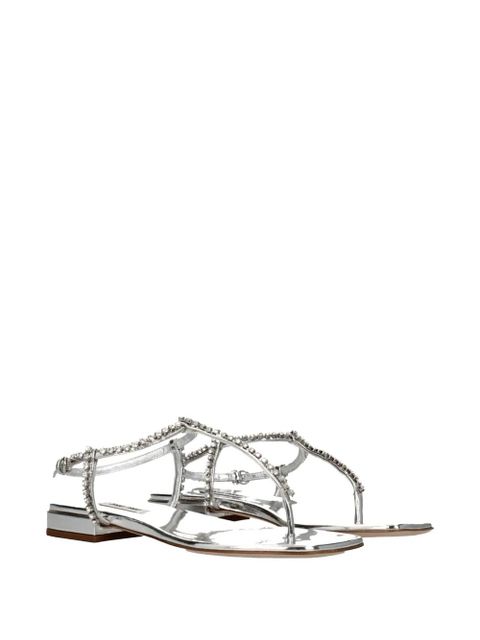 Miu Miu crystal-embellished leather sandals - Silver - zdjęcie produktu nr 2