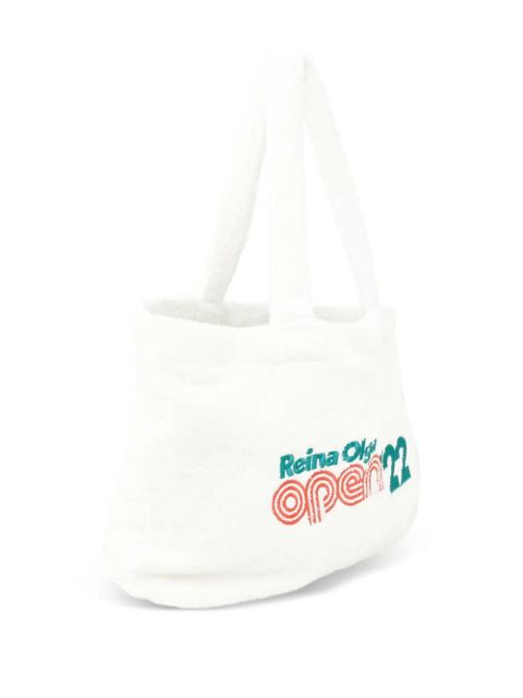 Reina Olga logo-embroidery beach bag - White
