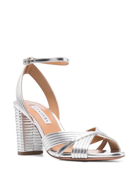 Aquazzura Very Sundance 85mm metallic sandals - Silver
