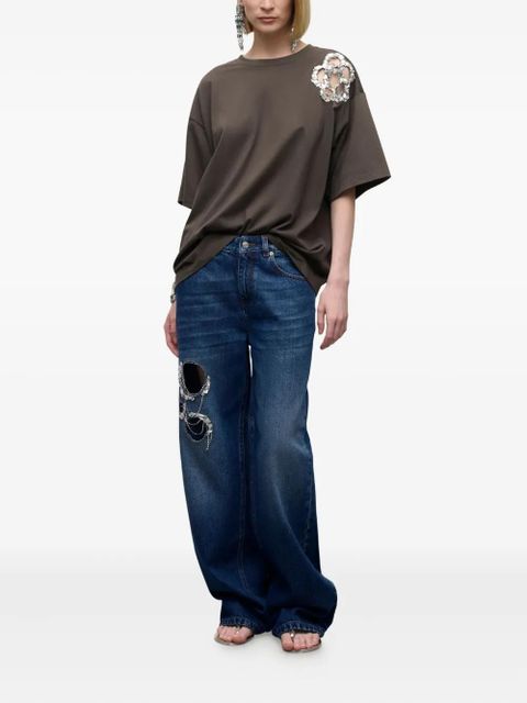 AREA crystal-cluster flower T-shirt - Grey - zdjęcie produktu nr 2