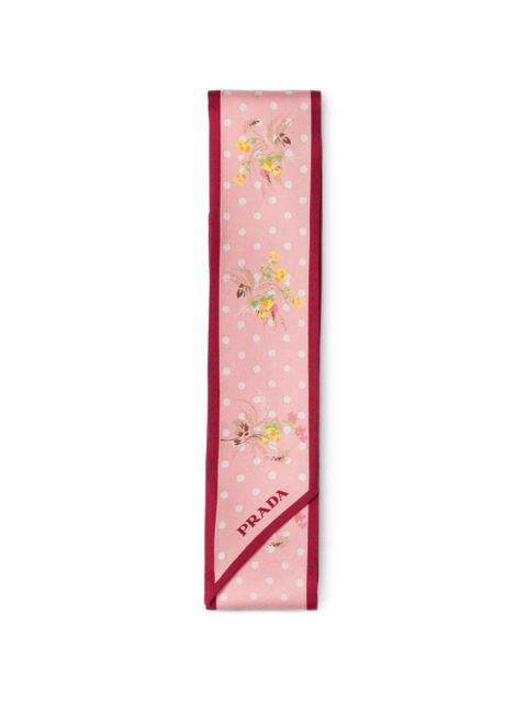 Prada printed silk twill skinny scarf - Pink - zdjęcie produktu nr 2