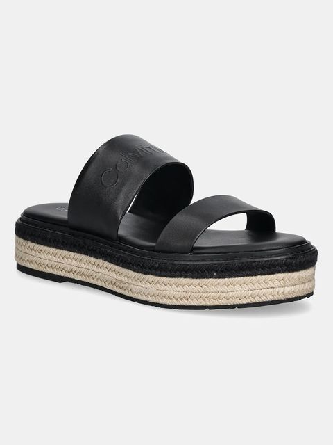 Calvin Klein klapki skórzane FLATFORM WEDGE SLIDE - HE - zdjęcie produktu nr 2