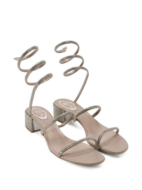 René Caovilla 40mm Cleo crystal-embellishment block-heel sandals - Silver