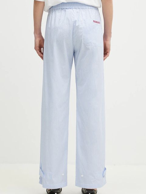 Fiorucci spodnie bawełniane Striped Logo damskie kolor niebieski szerokie high waist U02SPBPA299CO01BL02 - zdjęcie produktu nr 2