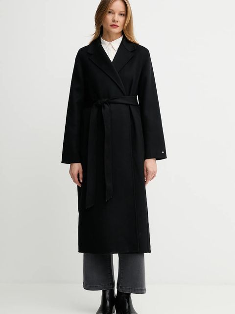 Tommy Hilfiger płaszcz z wełną kolor czarny WW0WW47286 - zdjęcie produktu nr 1