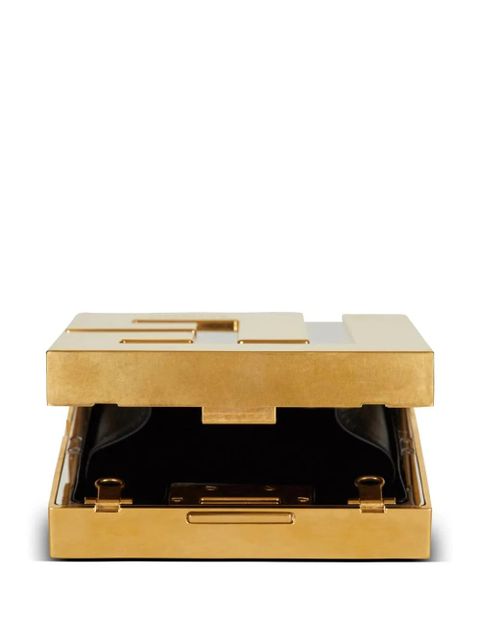 Balmain logo-plaque metal clutch bag - Gold