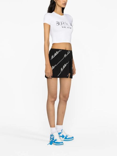 ROTATE BIRGER CHRISTENSEN logo-embellished knitted miniskirt - Black