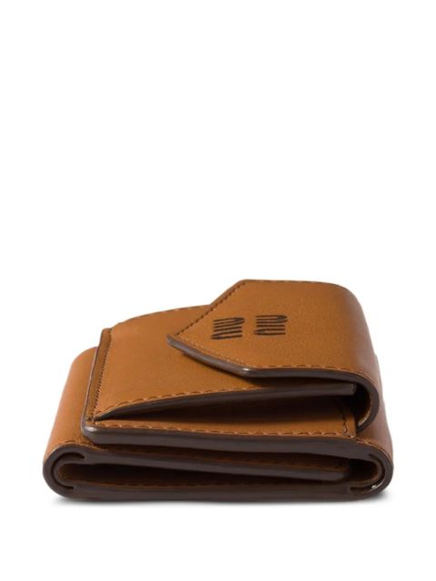 Miu Miu logo-debossed leather wallet - Brown