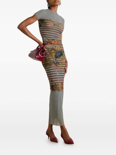 Jean Paul Gaultier striped floral midi skirt - Grey - zdjęcie produktu nr 2