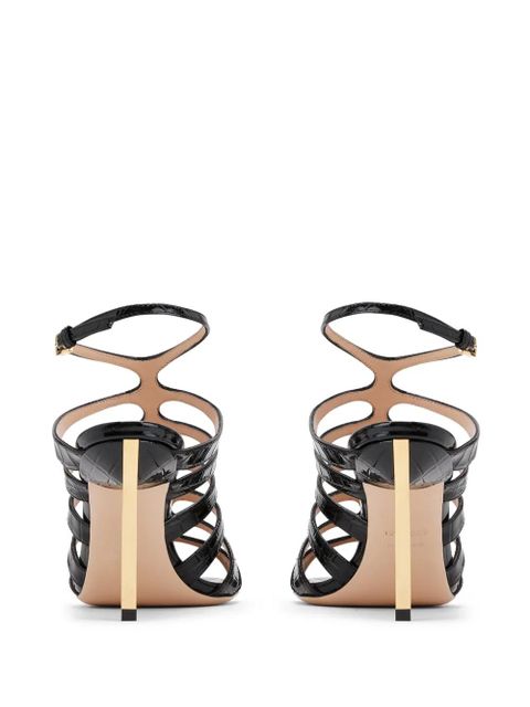 TOM FORD 85mm crocodile-embossed leather sandals - Black