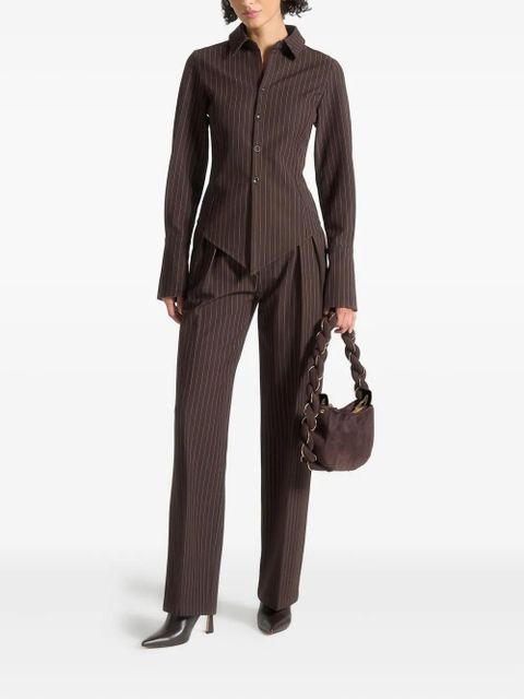 Manière De Voir Sonia Angled pinstripe shirt - Brown - zdjęcie produktu nr 2