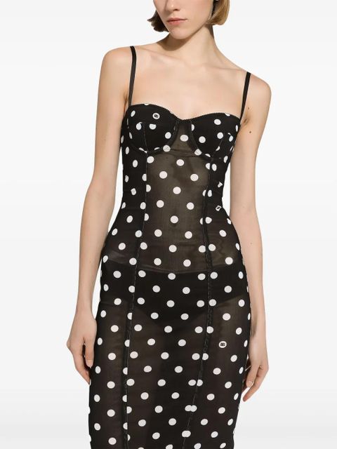 Dolce & Gabbana polka-dot corset midi dress - Black