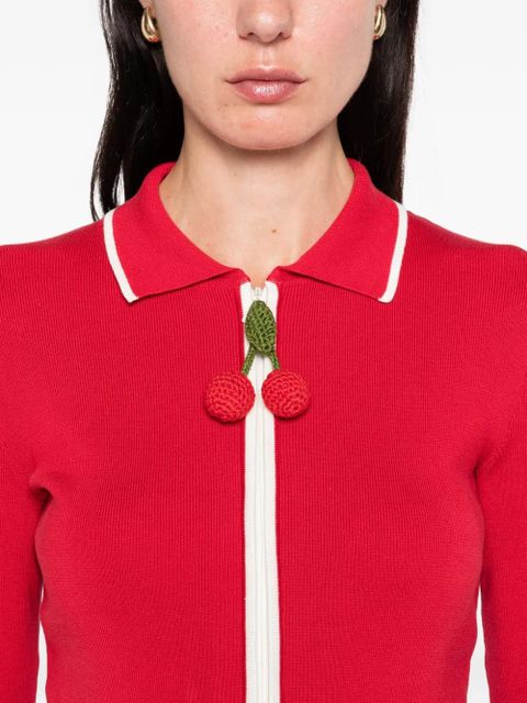Valentino Garavani cherry-detail zip-up cardigan - Red