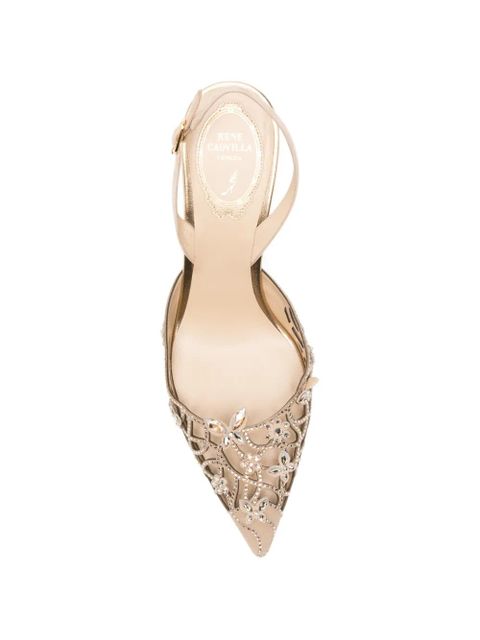 René Caovilla Eden crystal-embellished laser-cut pumps - Neutrals