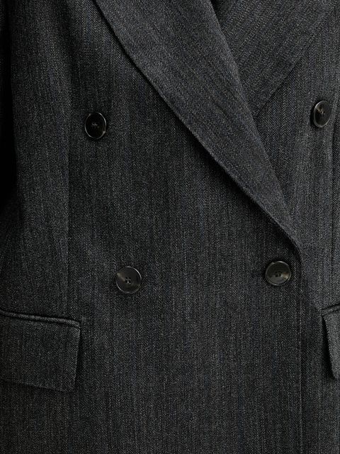 Marella marynarka wełniana kolor szary dwurzędowa melanżowa 2523046012200