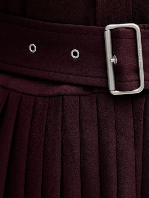 Tommy Hilfiger sukienka kolor bordowy midi rozkloszowana WW0WW48398