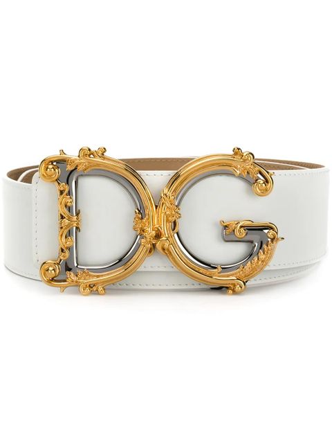 Dolce & Gabbana DG Baroque leather belt - White - zdjęcie produktu nr 1