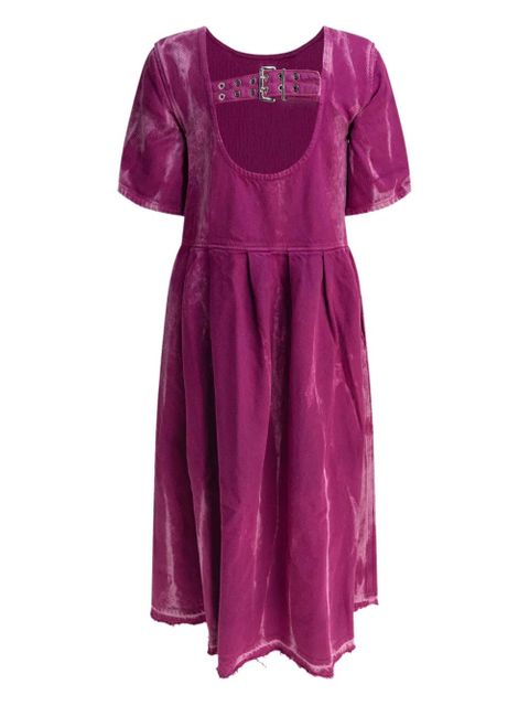 GANNI buckle-fastening pleated midi dress - Pink - zdjęcie produktu nr 2