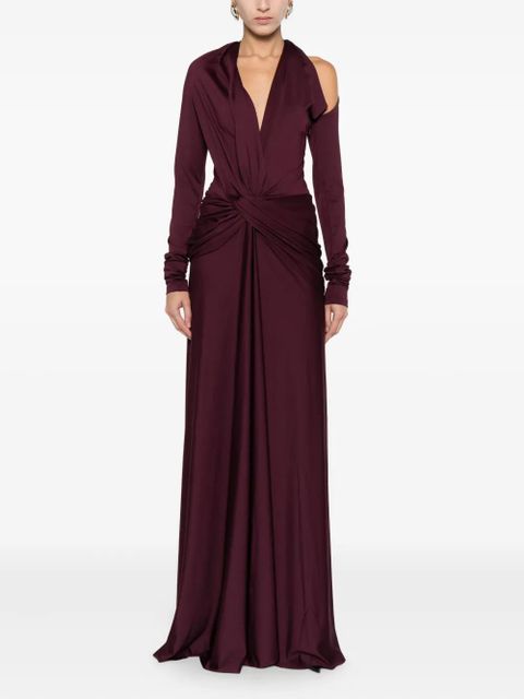 Victoria Beckham twisted long-sleeve dress - Red - zdjęcie produktu nr 2