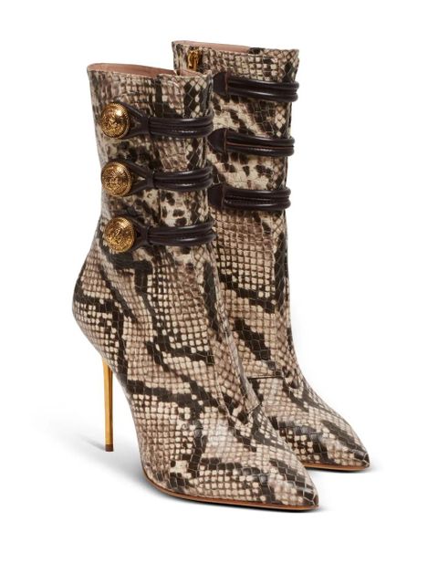 Balmain Alma 95mm snakeskin-effect boots - Brown - zdjęcie produktu nr 2