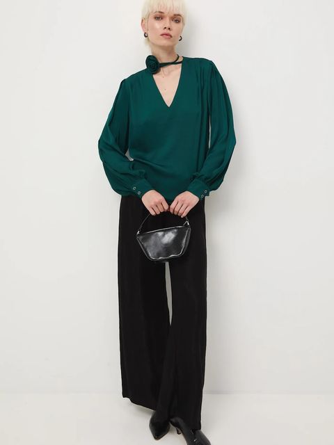 Medicine bluzka damska kolor zielony gładka - zdjęcie produktu nr 1