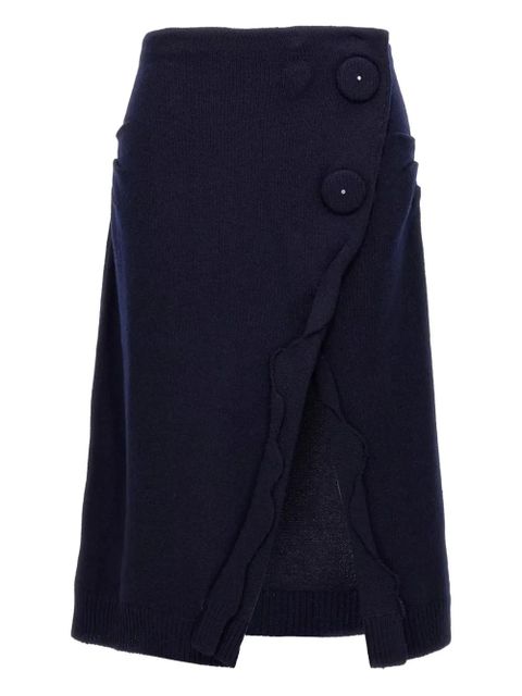 Prada button-detailed cashmere midi skirt - Blue - zdjęcie produktu nr 1