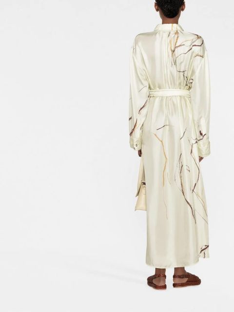 Nanushka abstract-print silk shirt dress - Neutrals
