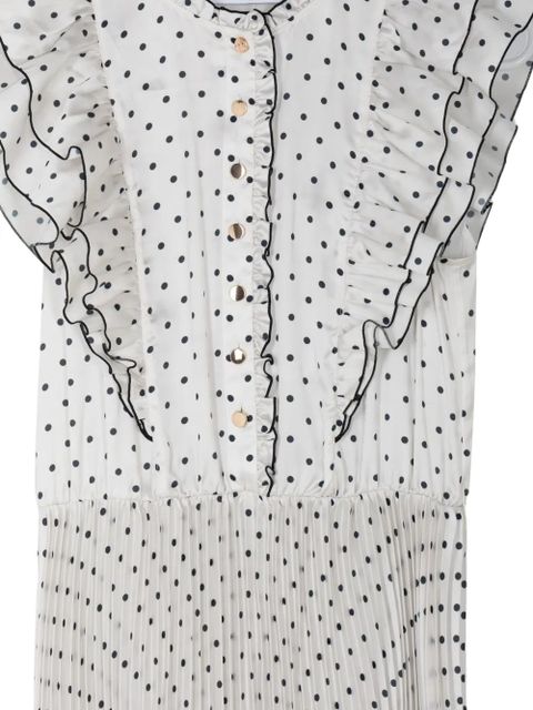 Self-Portrait ruffled polka-dot mid dress - Neutrals