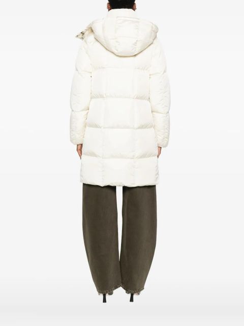Moncler quilted hooded single-breasted coat - Neutrals
