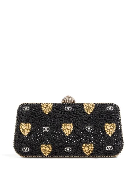 Valentino Garavani heart motif embellished clutch bag - Black