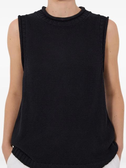 LouLou de Saison Effy rolled collar ribbed vest - Black