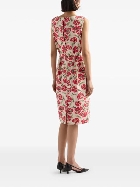 Prada printed soft poplin dress - Neutrals