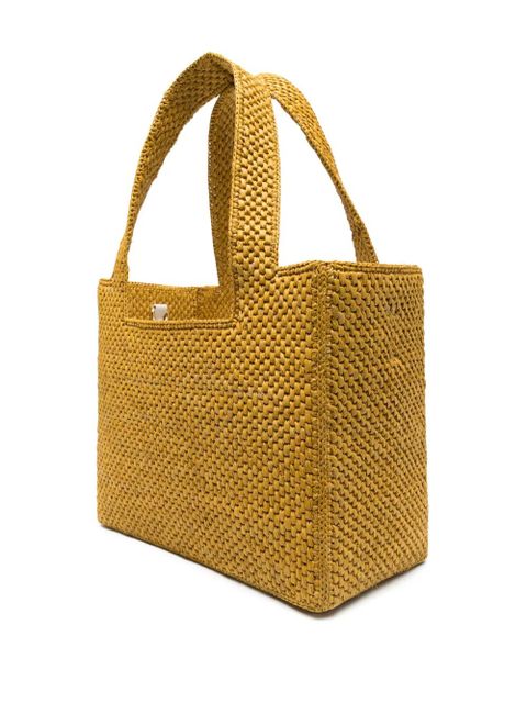LOEWE Small Loewe Font raffia tote bag - Yellow