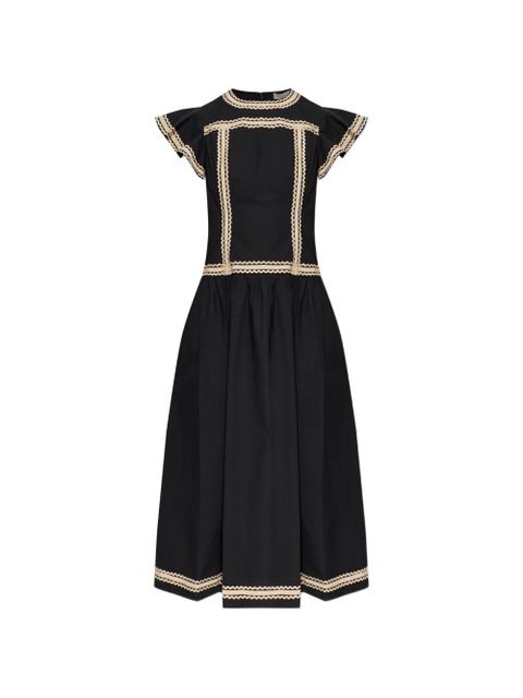 Ulla Johnson ruffled-trim midi dress - Black - zdjęcie produktu nr 1