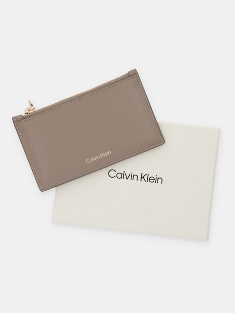 Calvin Klein portfel skórzany damski kolor beżowy LV04F1076G
