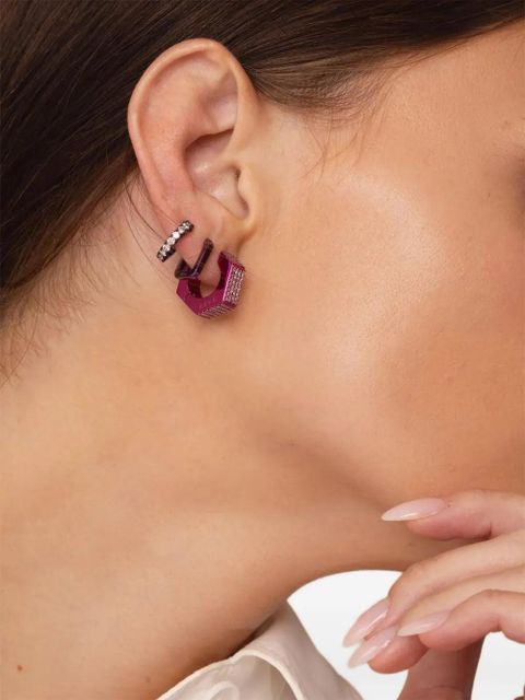 EÉRA 18K white gold diamonds huggie earring - Purple - zdjęcie produktu nr 2