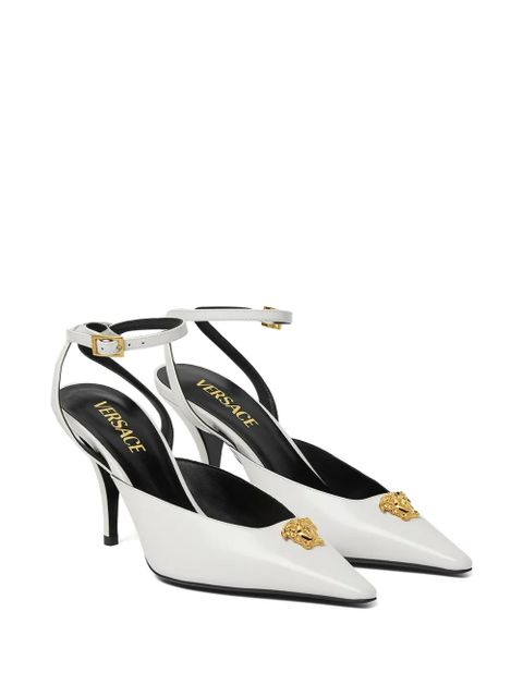 Versace 85mm La Medusa-head pointed-toe pumps - White