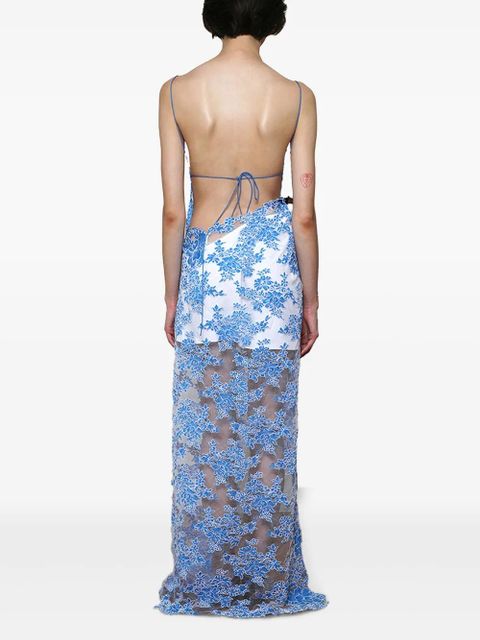 Christopher Esber lace-appliqué maxi dress - Blue