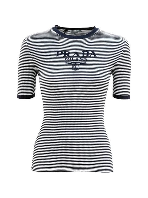 Prada striped logo T-shirt - Blue - zdjęcie produktu nr 1