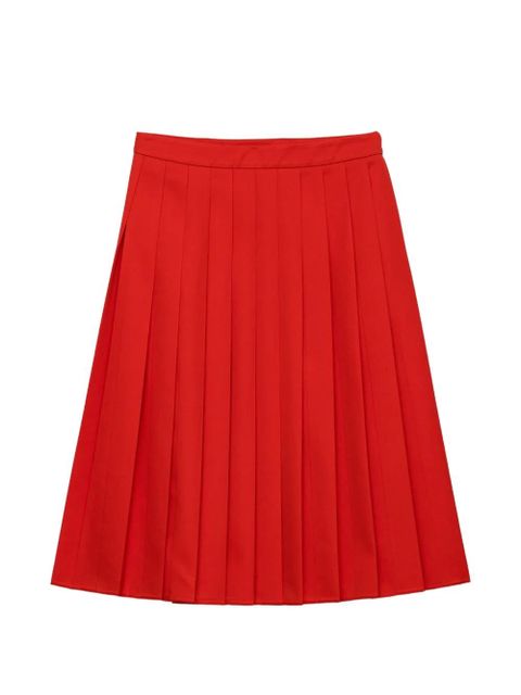Prada pleated gabardine midi-skirt - Red - zdjęcie produktu nr 1