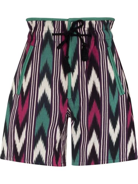 MARANT ÉTOILE zigzag-print high-waisted shorts - Neutrals - zdjęcie produktu nr 1