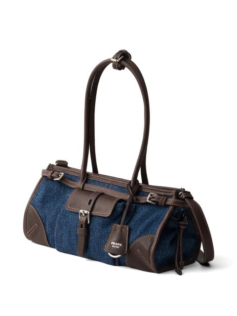 Prada Bonnie medium denim and leather handbag - Blue