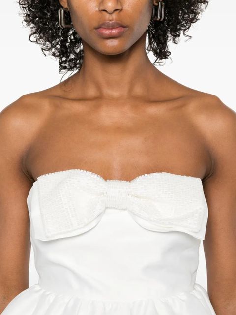 Self-Portrait taffeta bandeau mini dress - White