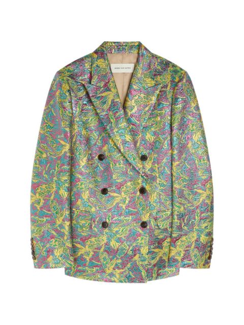 DRIES VAN NOTEN double-breasted jacquard blazer - Yellow - zdjęcie produktu nr 1