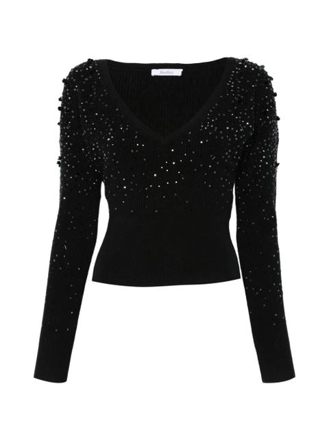 Max Mara Gang beaded V-neck sweater - Black - zdjęcie produktu nr 1