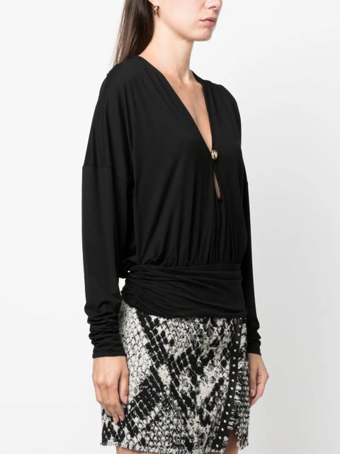 PINKO draped cut-out V-neck top - Black