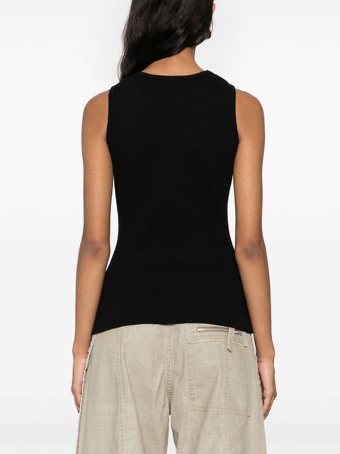 Magda Butrym floral-appliqué ribbed tank top - Black