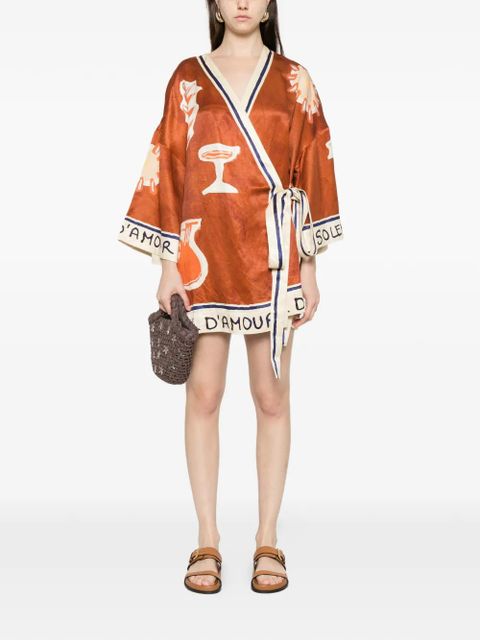 ALEMAIS x LRNLE D'Amour printed mini wrap dress - Brown - zdjęcie produktu nr 2